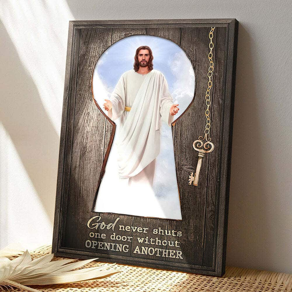 God Never Shuts One Door Without Opening Another Bible Verse Scripture Canvas Print