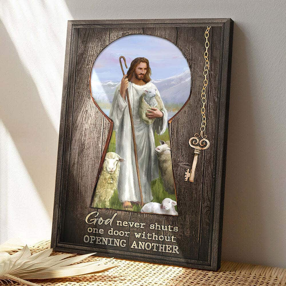 Christian Bible Verse Scripture God Never Shuts One Door Without Opening Another Canvas Print