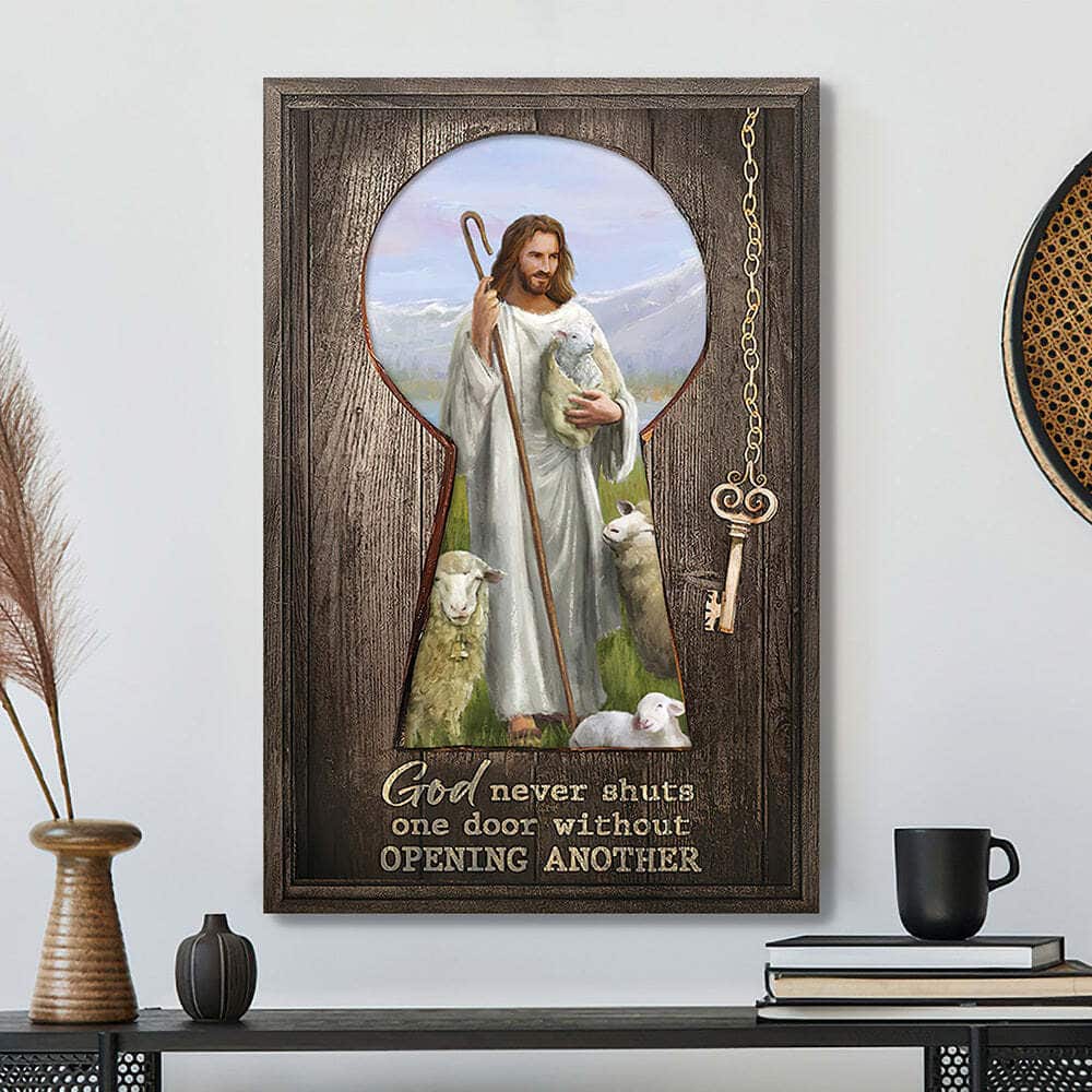 Christian Bible Verse Scripture God Never Shuts One Door Without Opening Another Canvas Print Christian Bible Verse Scripture God Never Shuts One Door Without Opening Another Canvas Print