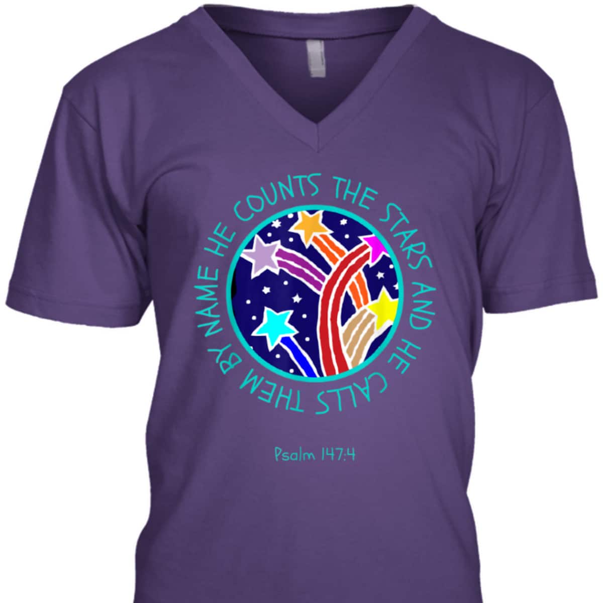 Christian Bible Verse T-Shirt Psalm 1474 He Counts The Stars Christian Bible Verse T-Shirt Psalm 1474 He Counts The Stars
