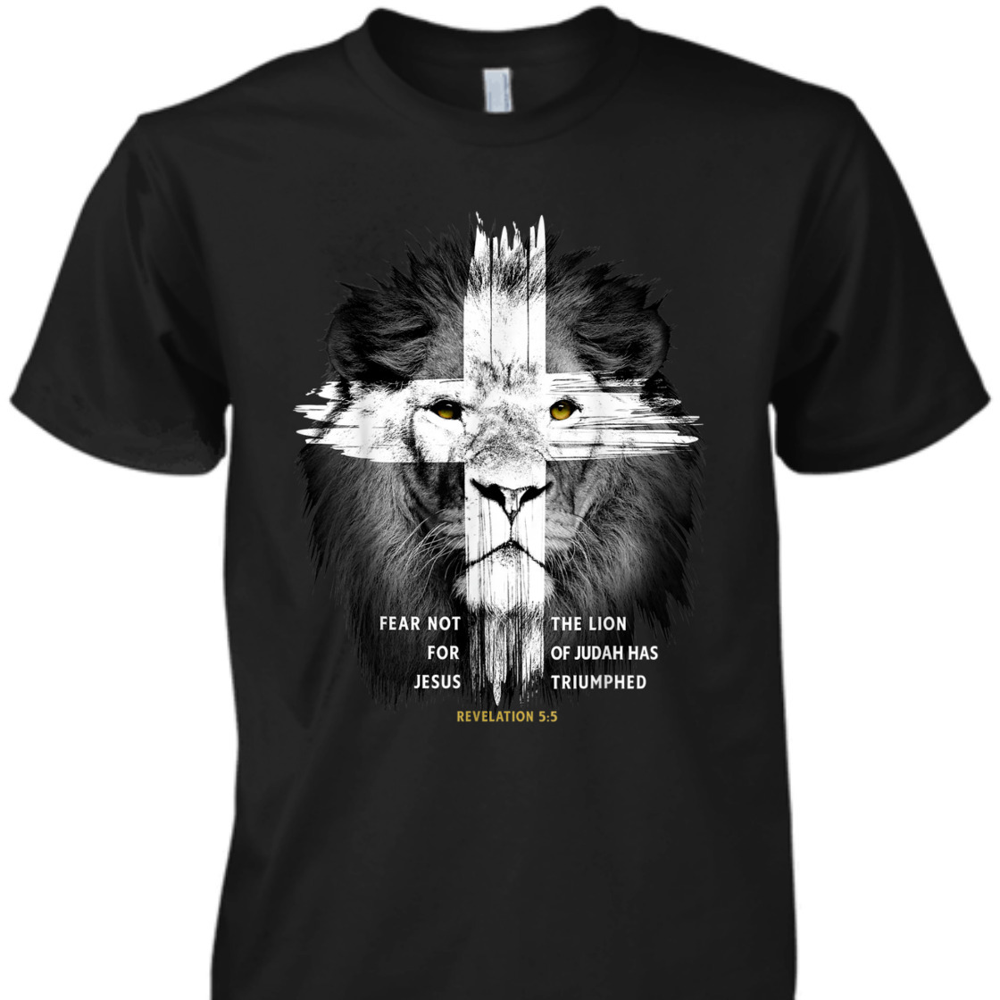 Lion Of Judah Revelation 5:5 With Cross Best Bible Verse T-Shirt For Believers Lion Of Judah Revelation 5:5 With Cross Best Bible Verse T-Shirt For Believers