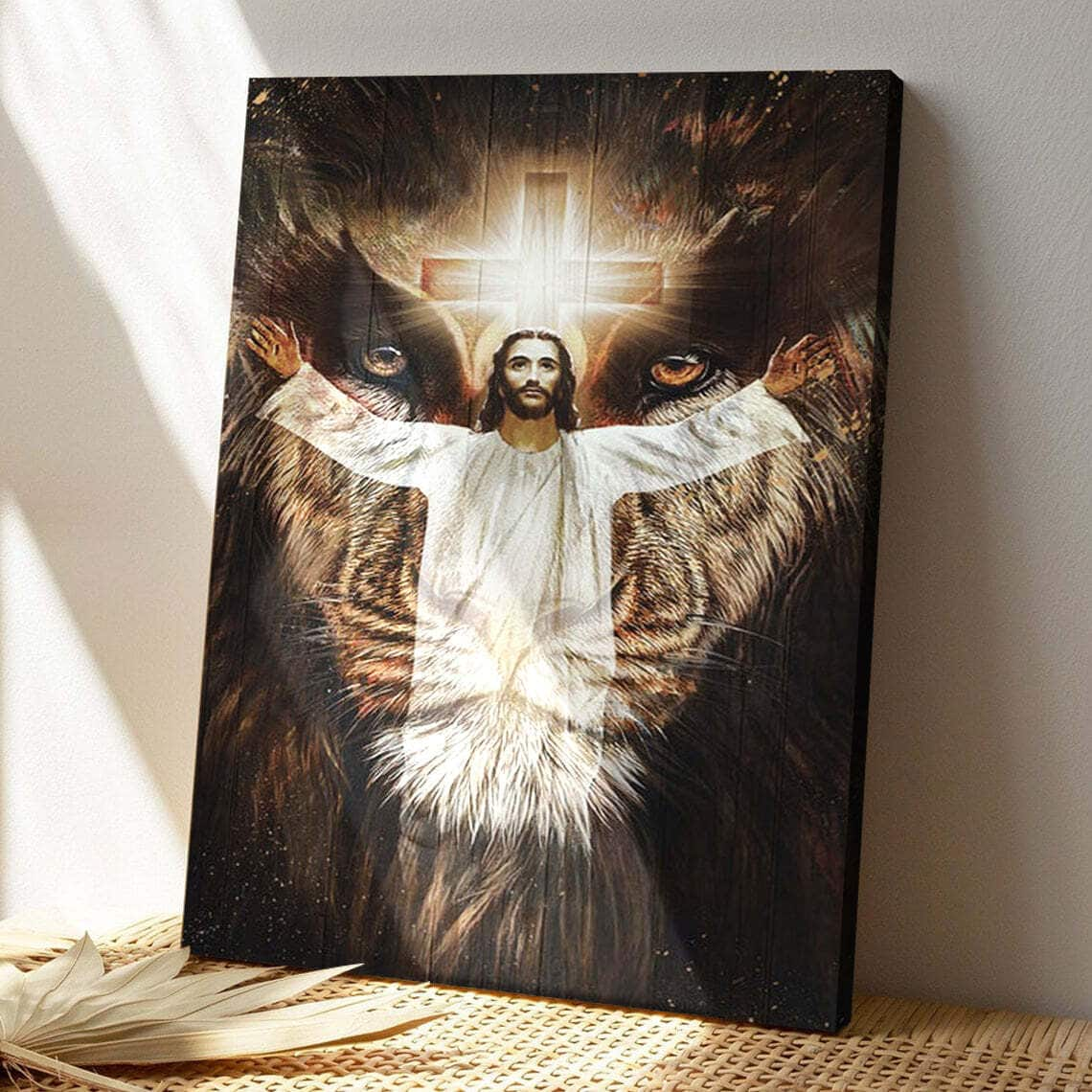 Jesus And The Lion Of Judah Bible Verse Scripture Canvas Print