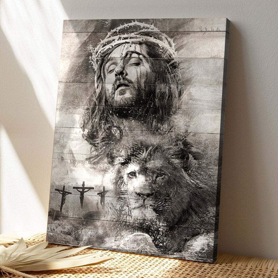 Black And White Jesus And Lion Bible Verse Scripture Canvas Print Black And White Jesus And Lion Bible Verse Scripture Canvas Print