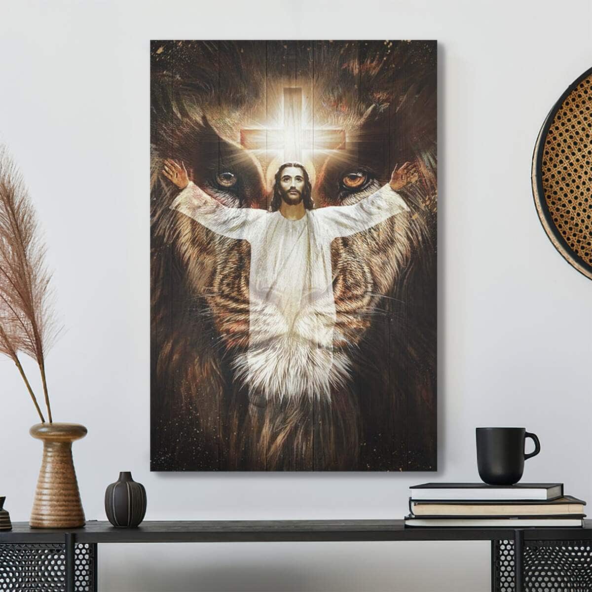 Jesus And The Lion Of Judah Bible Verse Scripture Canvas Print Jesus And The Lion Of Judah Bible Verse Scripture Canvas Print