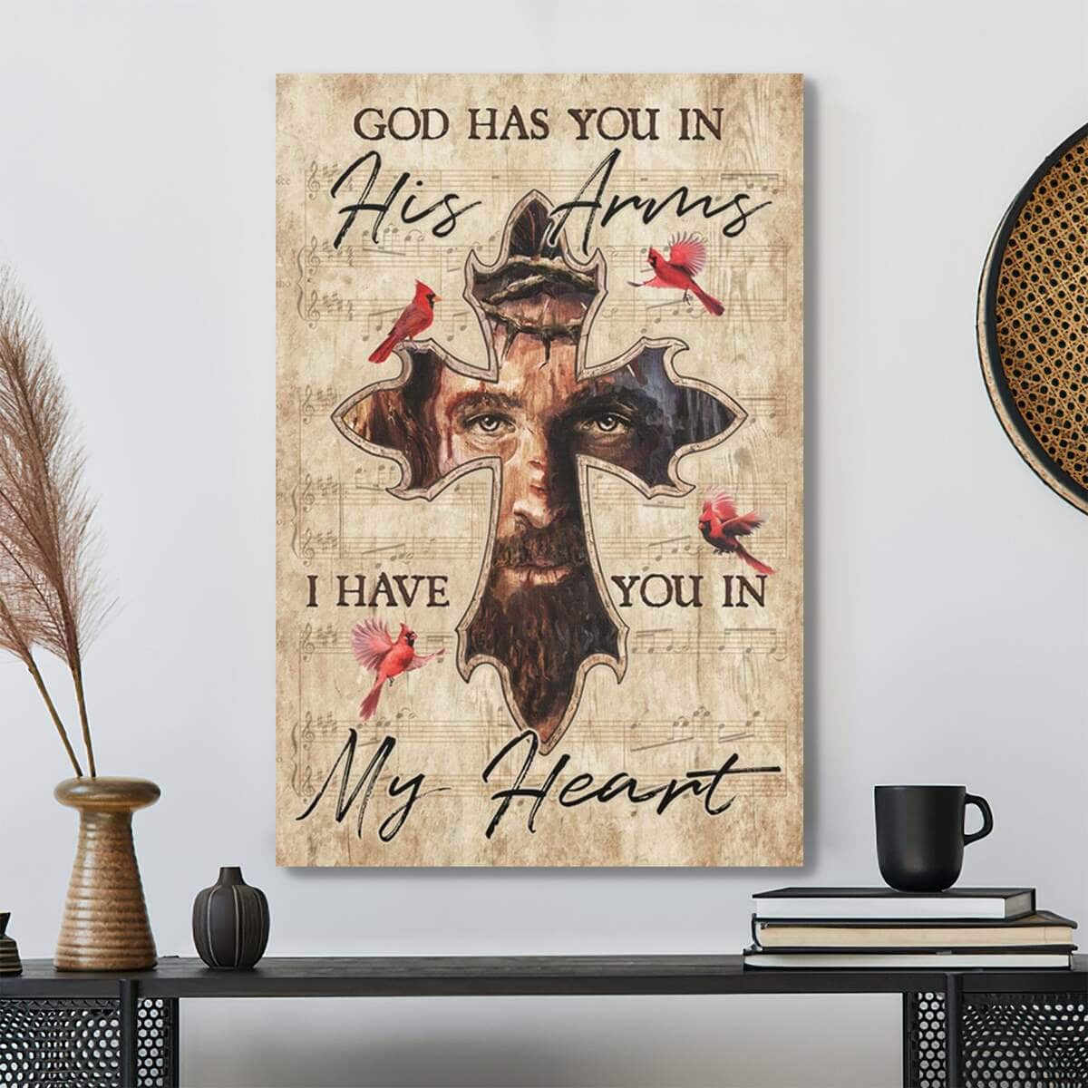 Cardinal God Has You In His Arm I Have You In My Heart Bible Verse Scripture Canvas Print Cardinal God Has You In His Arm I Have You In My Heart Bible Verse Scripture Canvas Print