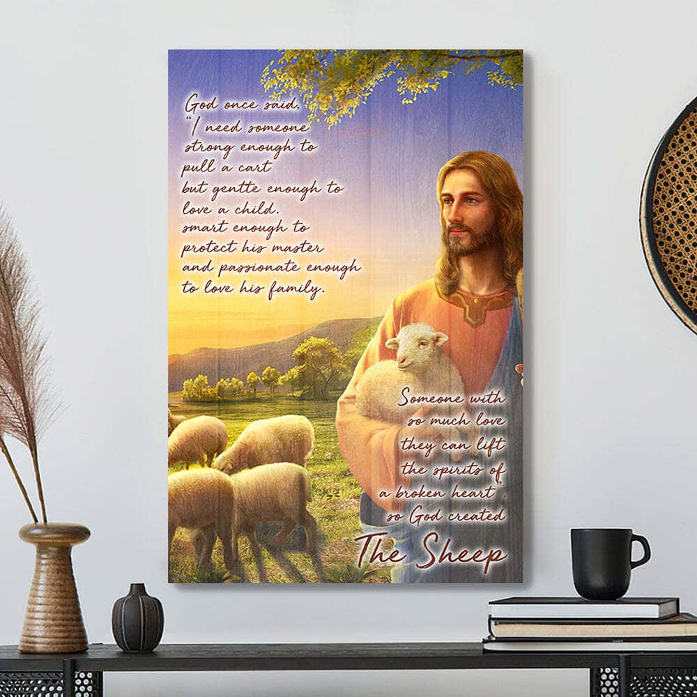 God Hugs Sheep God On Said With Lambs Bible Verse Scripture Canvas Print God Hugs Sheep God On Said With Lambs Bible Verse Scripture Canvas Print
