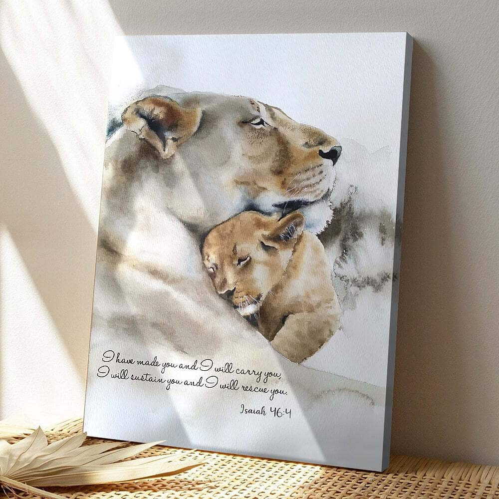 I Will Carry You Lions Isaiah 464 Bible Verse Scripture Canvas Print