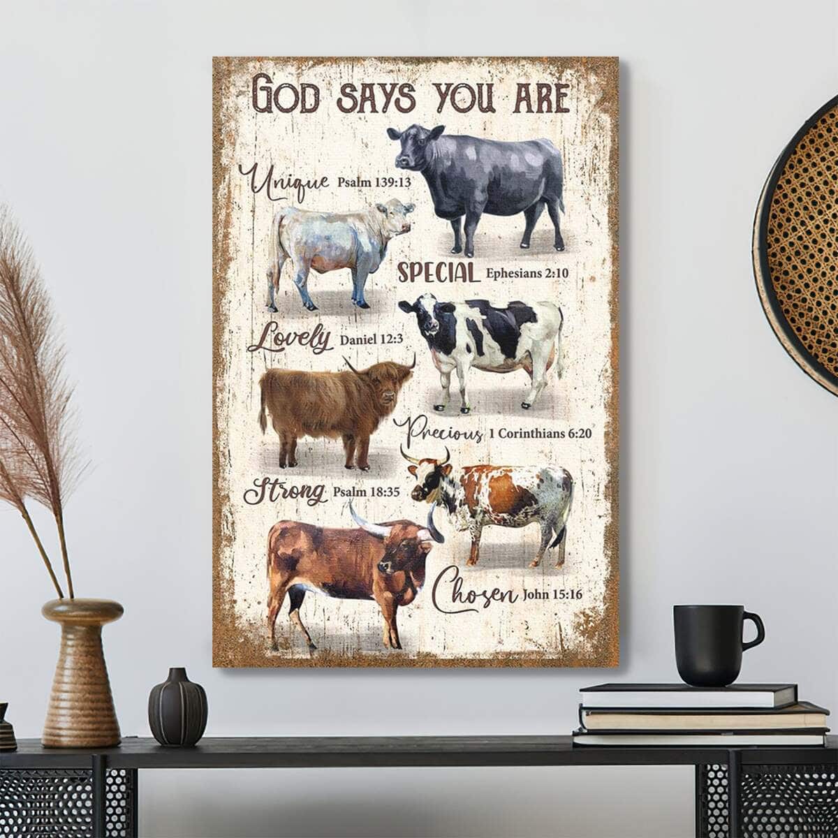 Cows God Says You Are Bible Verse Scripture Canvas Print