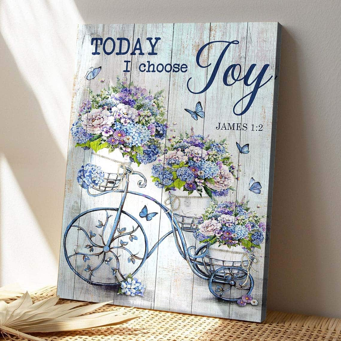 Flower Bicycle Today I Choose Joy Bible Verse Scripture Canvas Print