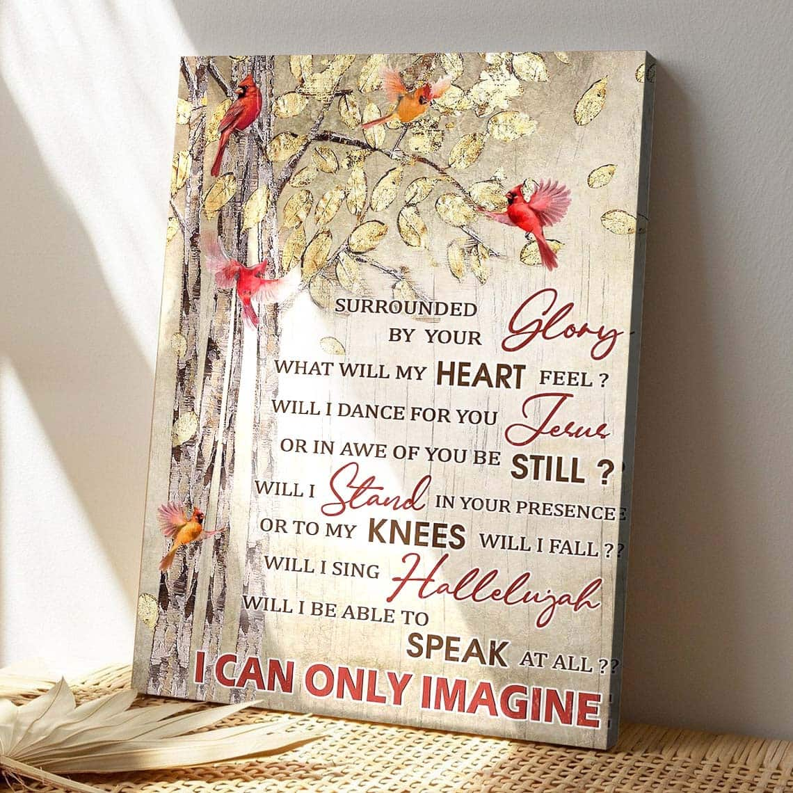 Cardinal And Golden Tree I Can Only Imagine Bible Verse Scripture Canvas Print