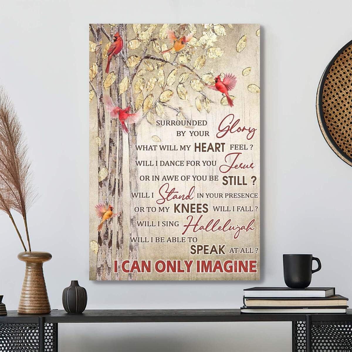 Cardinal And Golden Tree I Can Only Imagine Bible Verse Scripture Canvas Print Cardinal And Golden Tree I Can Only Imagine Bible Verse Scripture Canvas Print