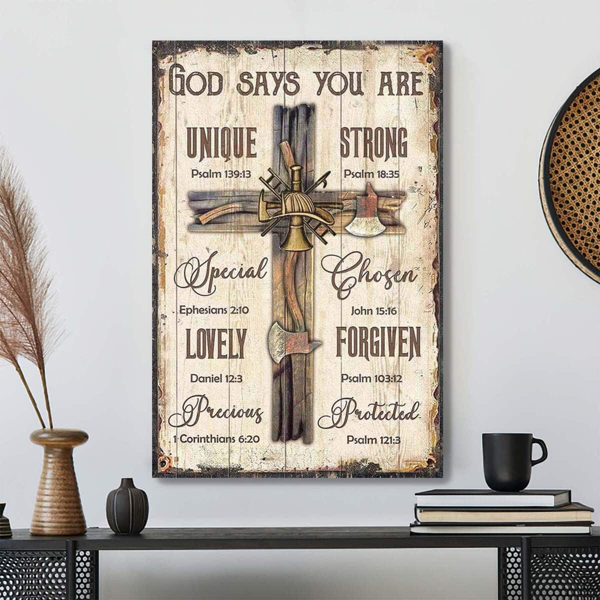 Great Cross God Says You Are Bible Verse Scripture Canvas Print