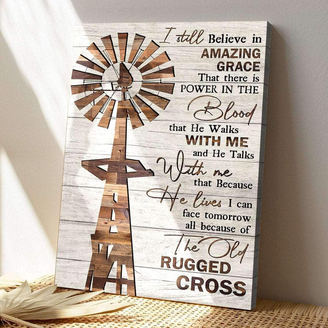 Awesome Windmill Because Of The Old Rugged Cross Bible Verse Scripture Canvas Print