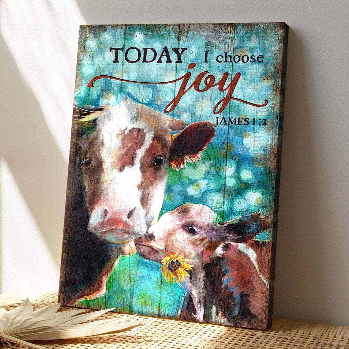 Cow Family Today I Choose Joy Bible Verse Scripture Canvas Print Cow Family Today I Choose Joy Bible Verse Scripture Canvas Print