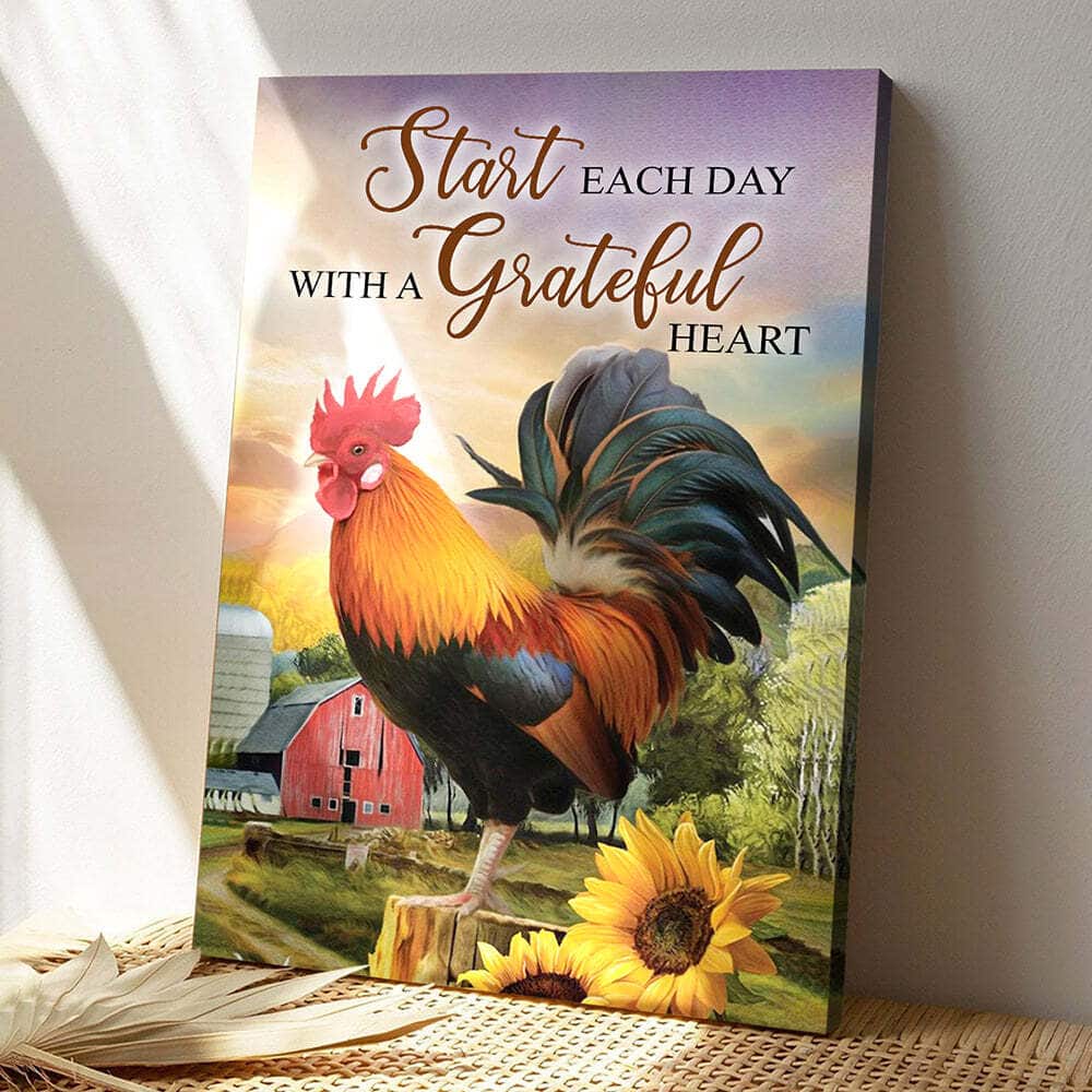 Start Each Day With A Grateful Heart Farm Sunflower Bible Verse Scripture Canvas Print Start Each Day With A Grateful Heart Farm Sunflower Bible Verse Scripture Canvas Print