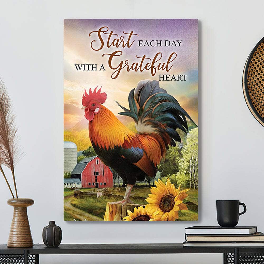 Start Each Day With A Grateful Heart Farm Sunflower Bible Verse Scripture Canvas Print Start Each Day With A Grateful Heart Farm Sunflower Bible Verse Scripture Canvas Print