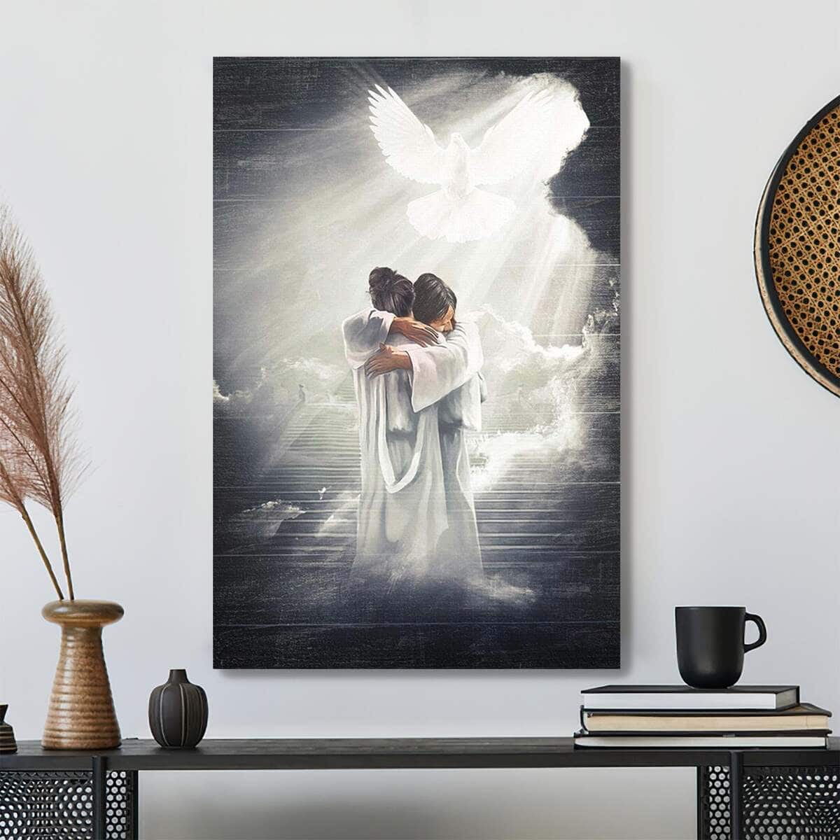 Woman Hugging Jesus In Heaven Bible Verse Scripture Canvas Print Woman Hugging Jesus In Heaven Bible Verse Scripture Canvas Print