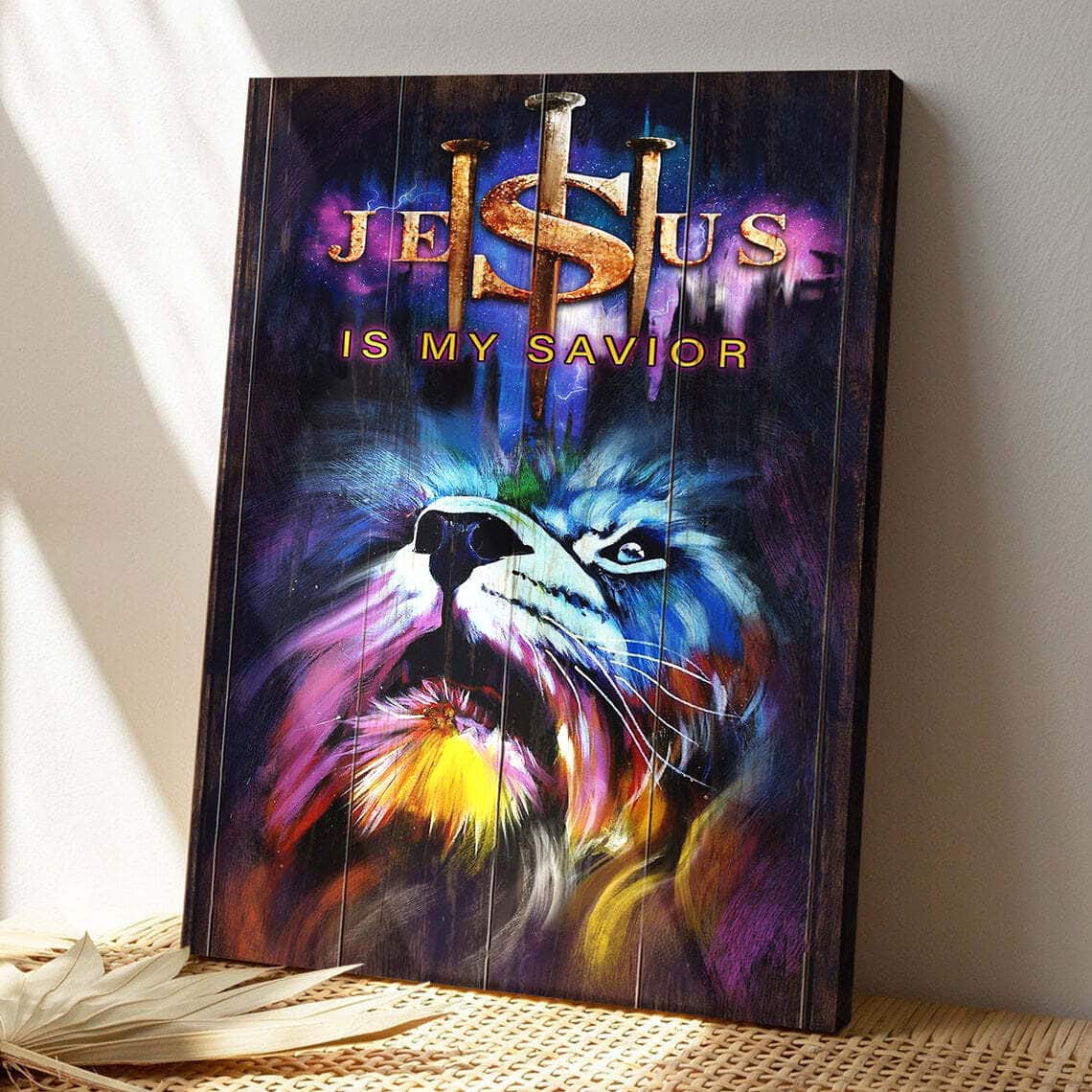 Garish Lion Jesus Is My Savior Jesus Bible Verse Scripture Canvas Print Garish Lion Jesus Is My Savior Jesus Bible Verse Scripture Canvas Print