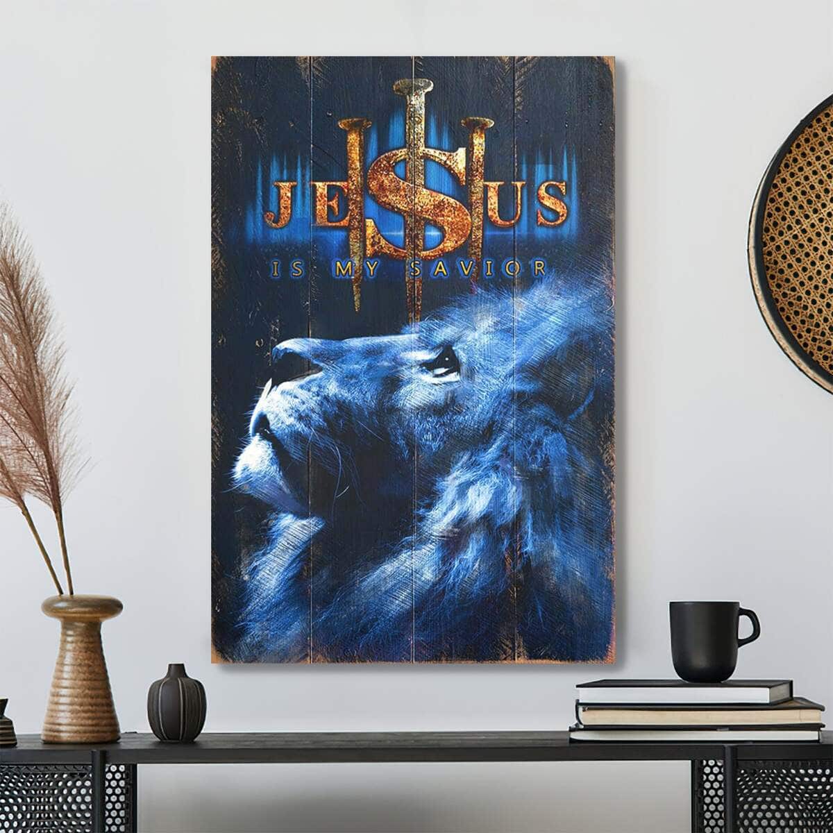 Blue Lion Jesus Is My Savior Jesus Bible Verse Scripture Canvas Print Blue Lion Jesus Is My Savior Jesus Bible Verse Scripture Canvas Print