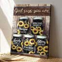 Sunflower Jars God Says You Are Bible Verse Scripture Canvas Print Sunflower Jars God Says You Are Bible Verse Scripture Canvas Print