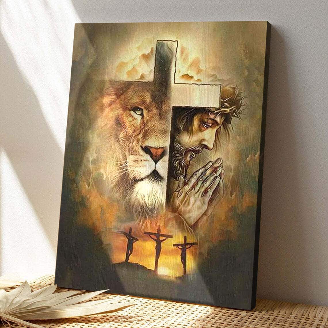 Cross Bible Verse Jesus The Lion Of Judah Scripture Canvas Print