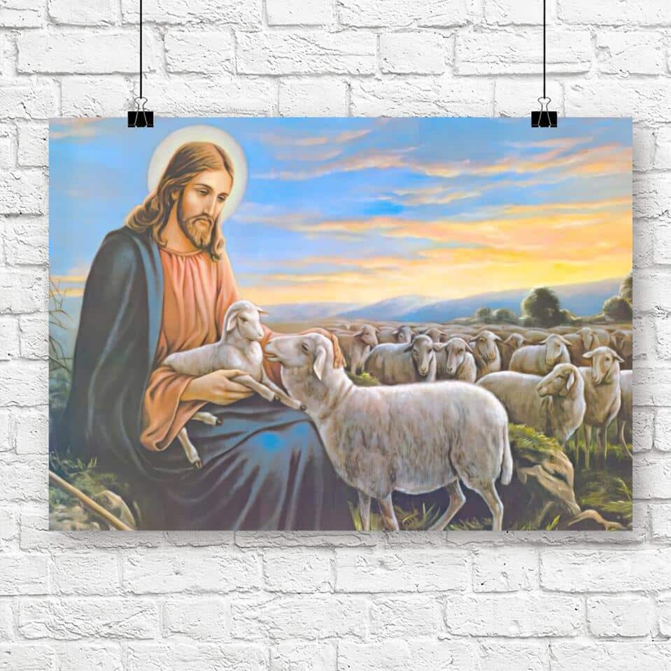 God With Lambs Jesus Christian Gift Jesus Bible Verse Scripture Canvas Wall Art God With Lambs Jesus Christian Gift Jesus Bible Verse Scripture Canvas Wall Art