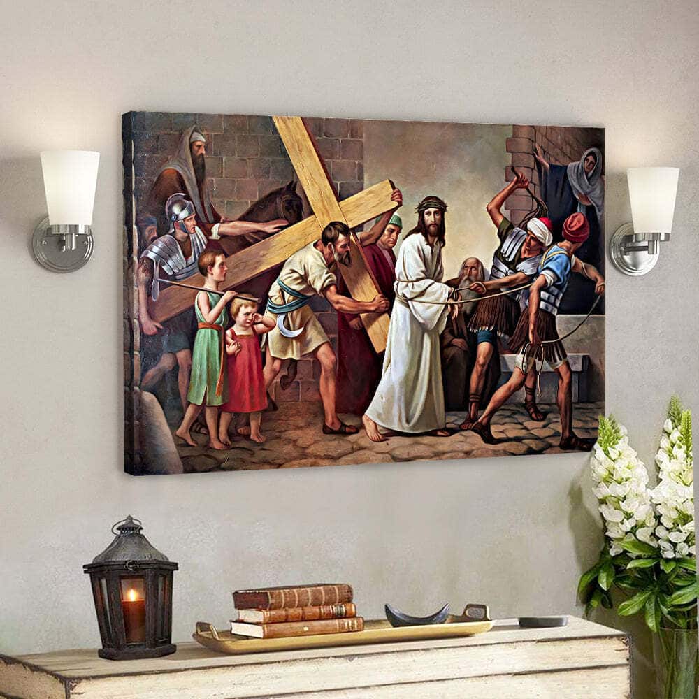 Christ Carrying The Cross Jesus Christian Faith Gift For Christian Canvas Wall Art Christ Carrying The Cross Jesus Christian Faith Gift For Christian Canvas Wall Art