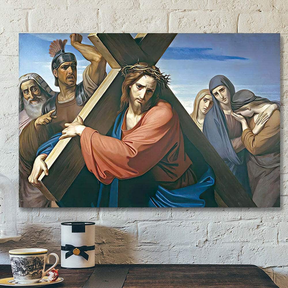 Jesus Carrying His Cross Jesus Christ Faith Gift For Christian Canvas Wall Art Jesus Carrying His Cross Jesus Christ Faith Gift For Christian Canvas Wall Art