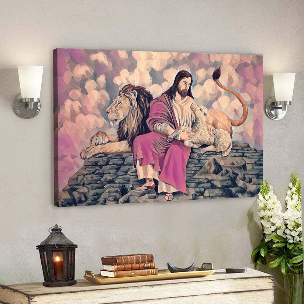 Lion With Jesus God Christian Gift Jesus Scripture Canvas Wall Art Lion With Jesus God Christian Gift Jesus Scripture Canvas Wall Art