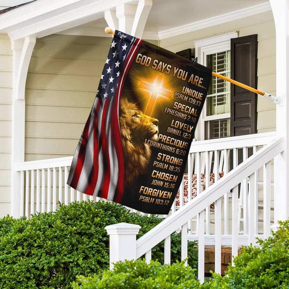 Lion Christian God Says You Are American US Religious Christian Garden Flag Lion Christian God Says You Are American US Religious Christian Garden Flag