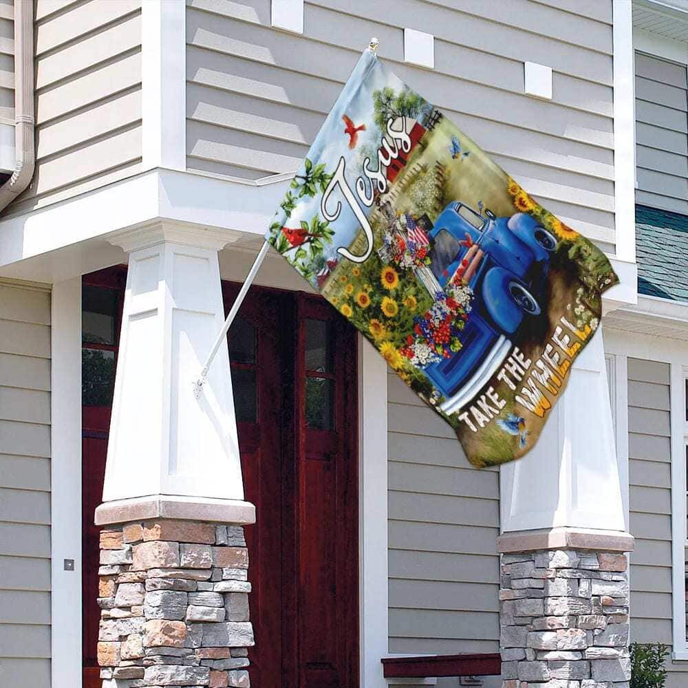 Jesus Take The Wheel American Truck Farm Religious Christian Garden Flag Jesus Take The Wheel American Truck Farm Religious Christian Garden Flag