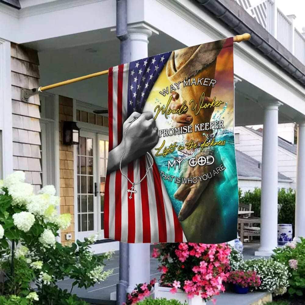 Jesus Way Maker Miracle Worker Promise Keeper American Religious Christian Garden Flag