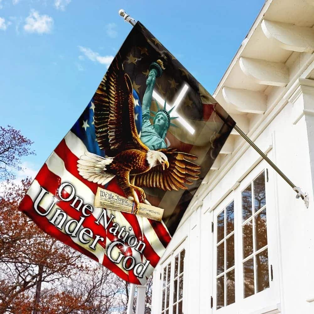 One Nation Under God Christian Cross Eagle Religious Christian Garden Flag