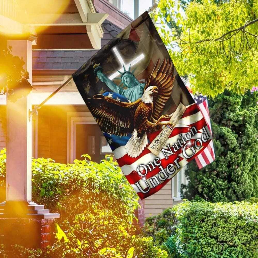 One Nation Under God Christian Cross Eagle Religious Christian Garden Flag