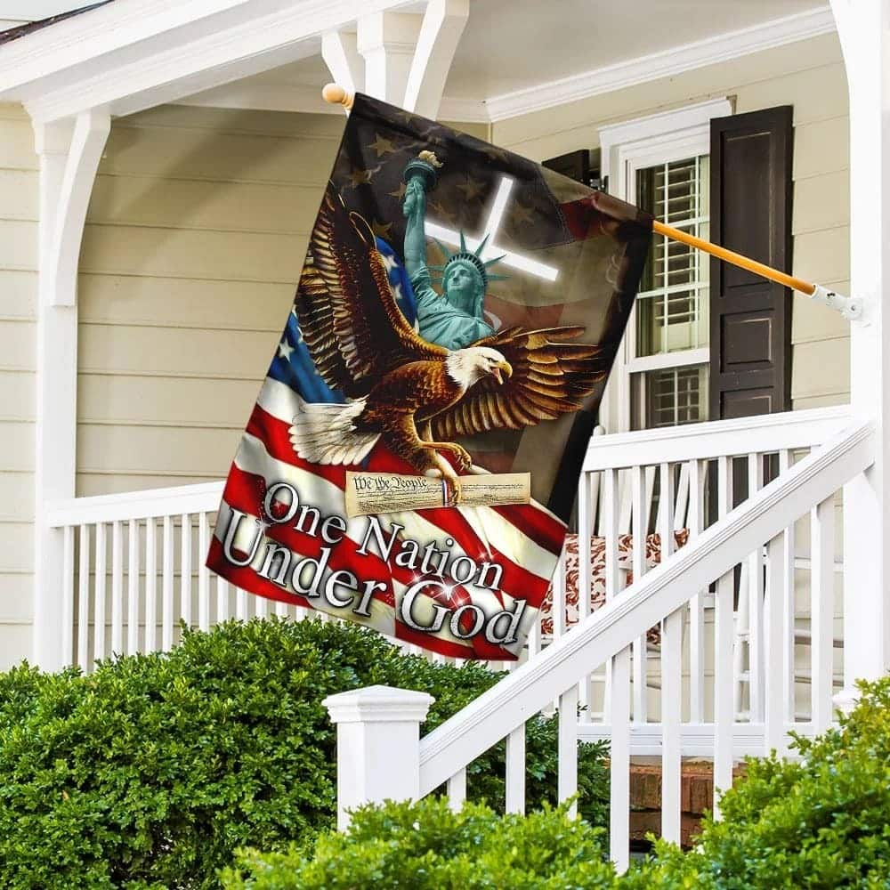 One Nation Under God Christian Cross Eagle Religious Christian Garden Flag