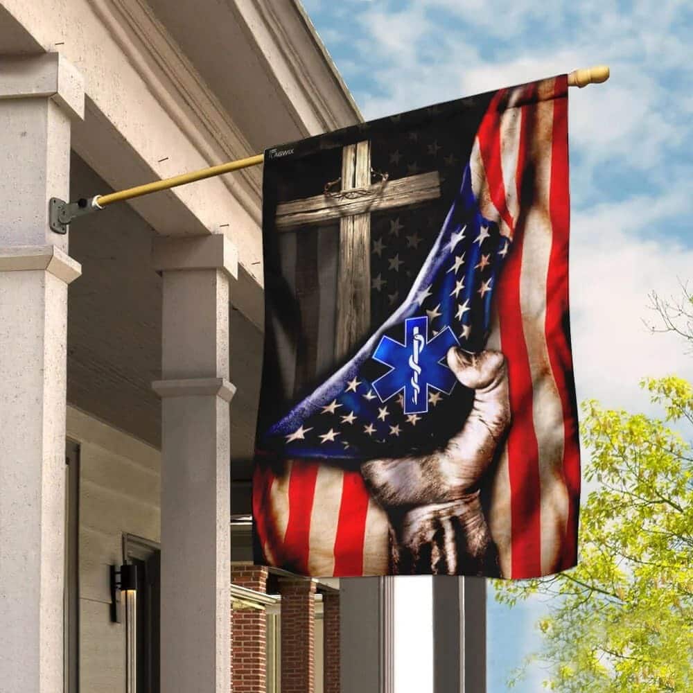 Paramedic Christian Cross American Religious Christian Garden Flag
