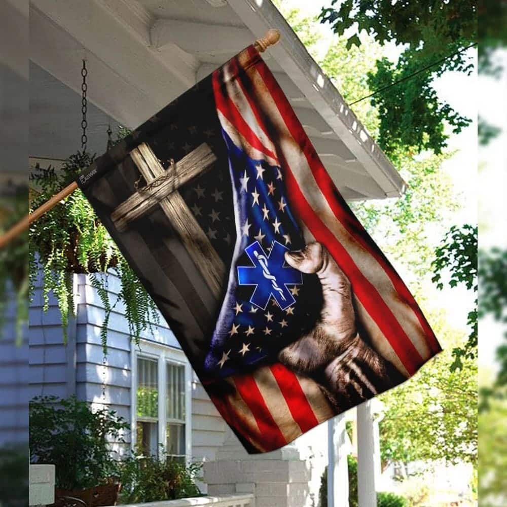 Paramedic Christian Cross American Religious Christian Garden Flag