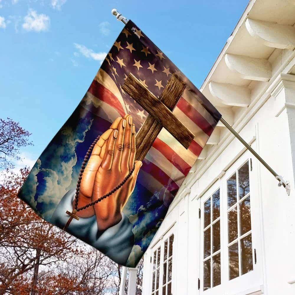 Prayer Hands Religious Christian American Flag Garden Flag Prayer Hands Religious Christian American Flag Garden Flag