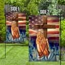 Prayer Hands Religious Christian American Flag Garden Flag