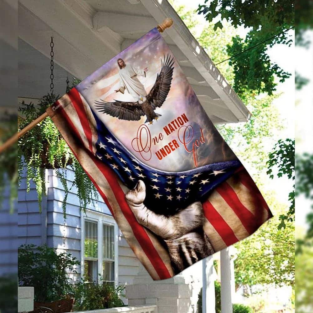 One Nation Under God Jesus Christian American Religious Christian Garden Flag