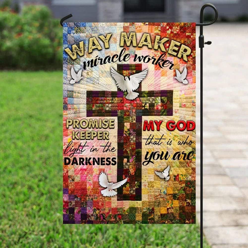 Way Maker Miracle Worker Jesus Christ Cross Religious Christian Garden Flag