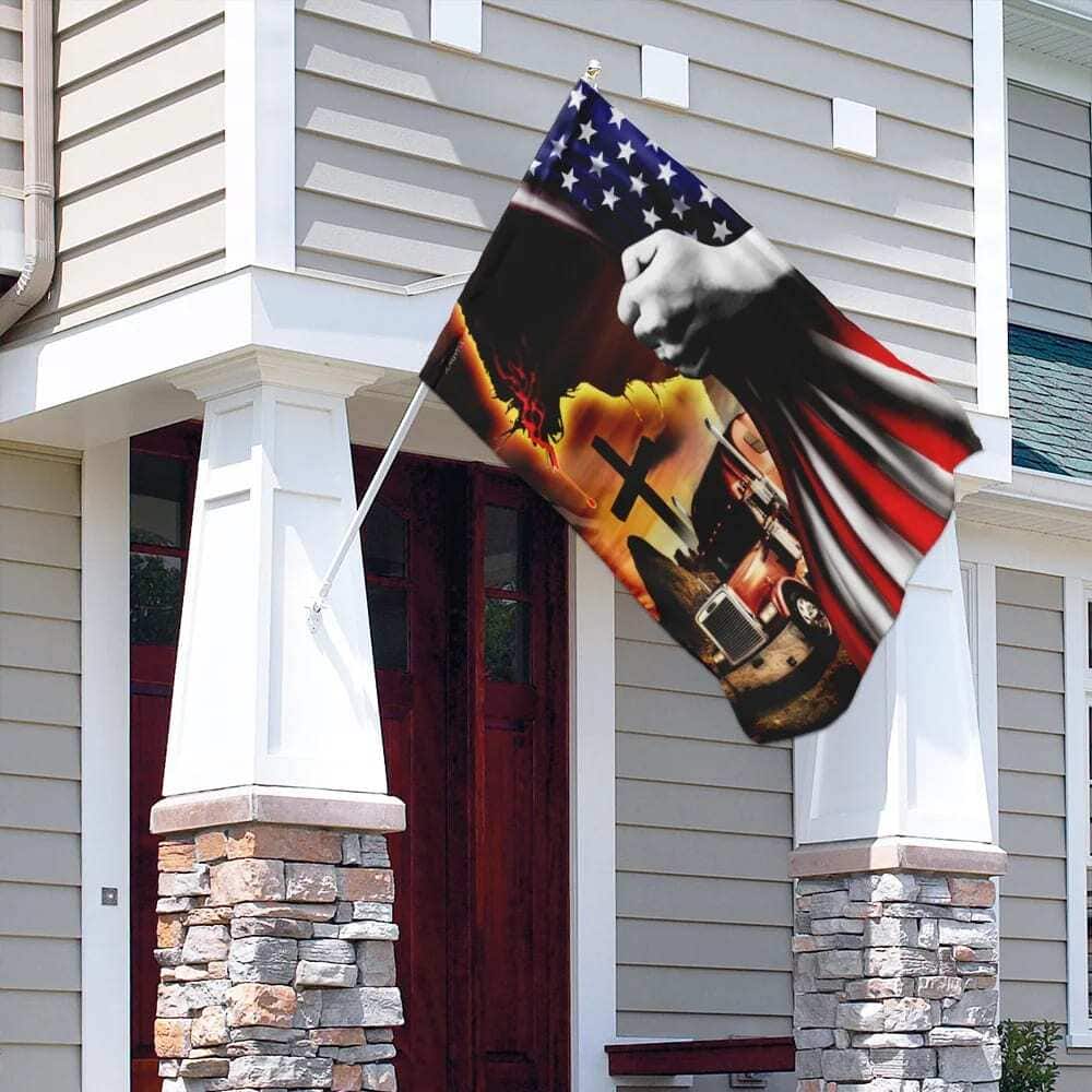 Trucker Jesus Christian American Religious Christian Garden Flag Trucker Jesus Christian American Religious Christian Garden Flag