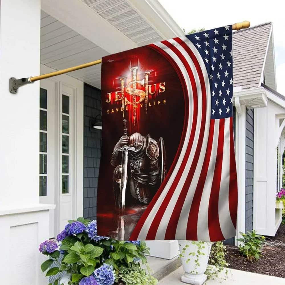 Jesus Saved My Life Christian Knight Religious Christian Garden Flag