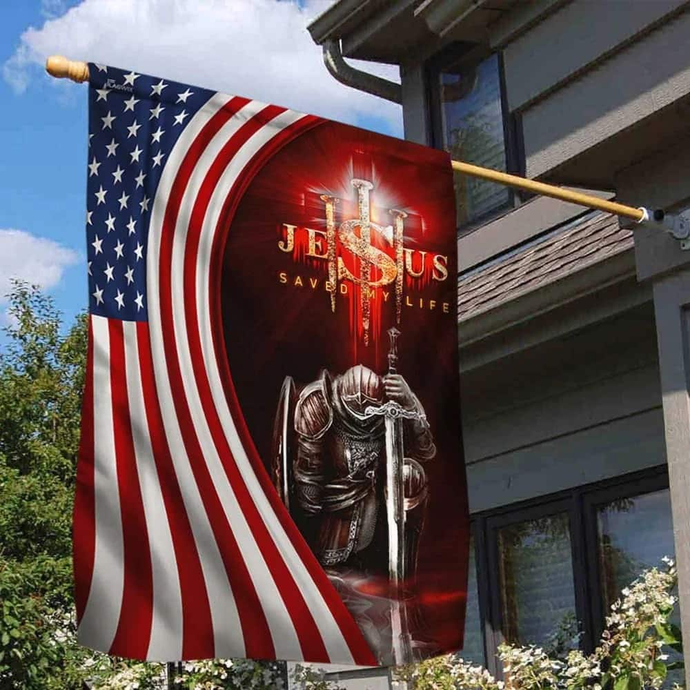 Jesus Saved My Life Christian Knight Religious Christian Garden Flag