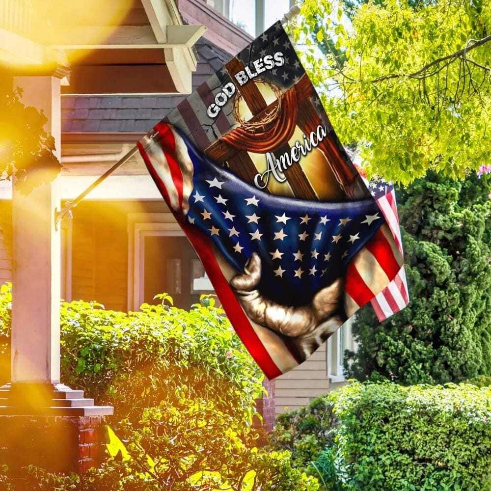 God Bless America Christian Cross Religious Christian Garden Flag
