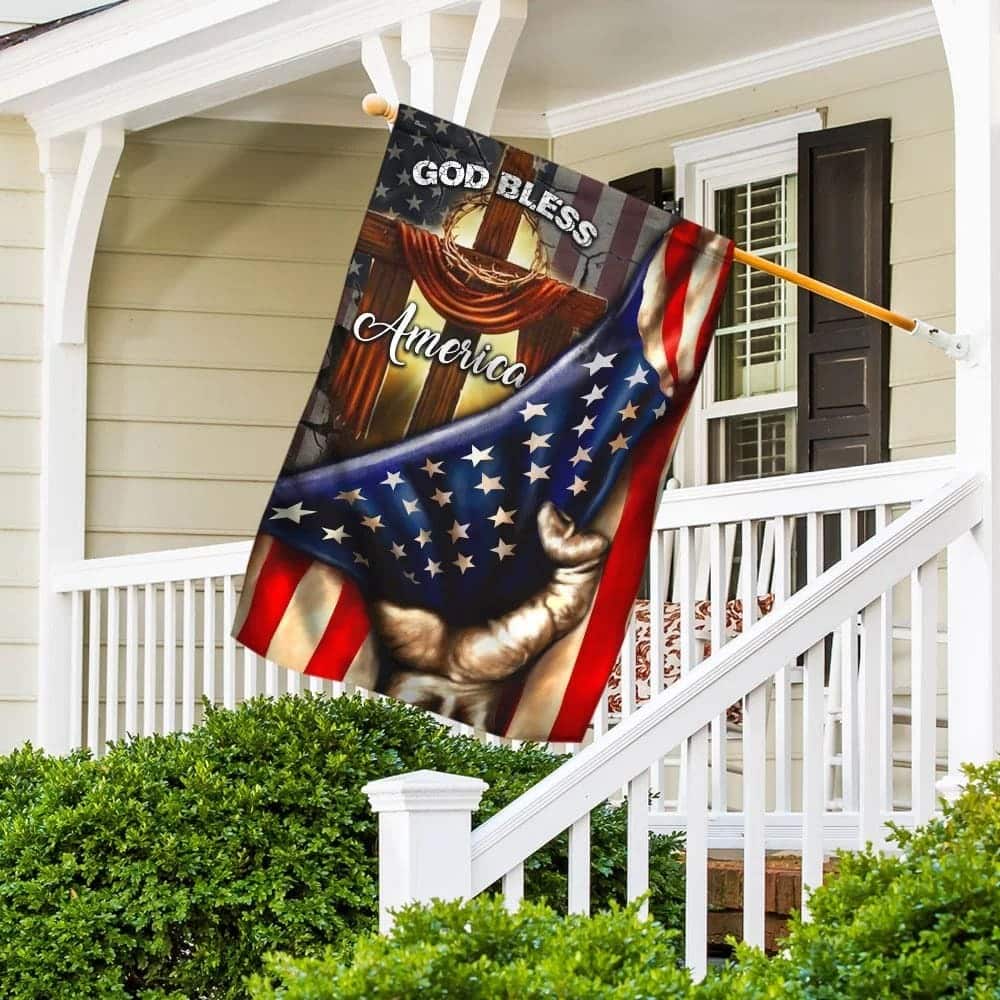 God Bless America Christian Cross Religious Christian Garden Flag