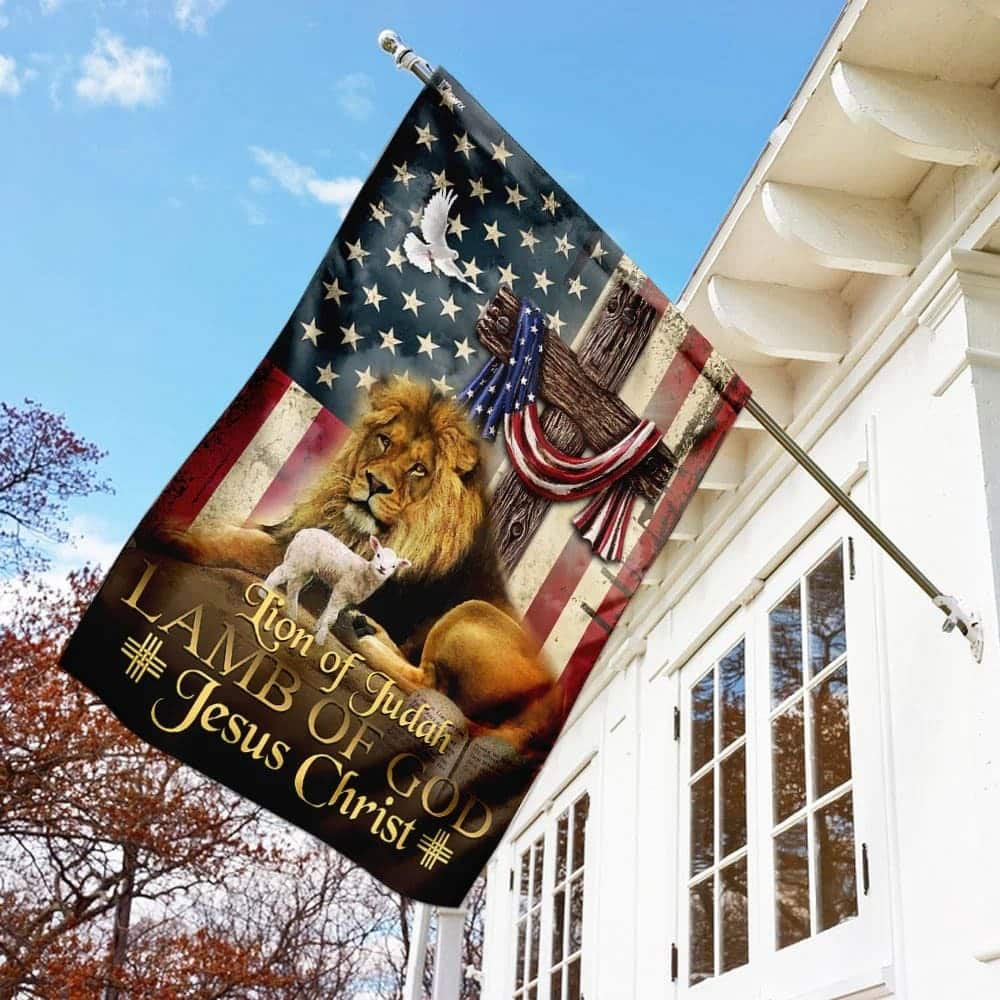 Jesus Christ Religious Christian US Flag Garden Flag Jesus Christ Religious Christian US Flag Garden Flag