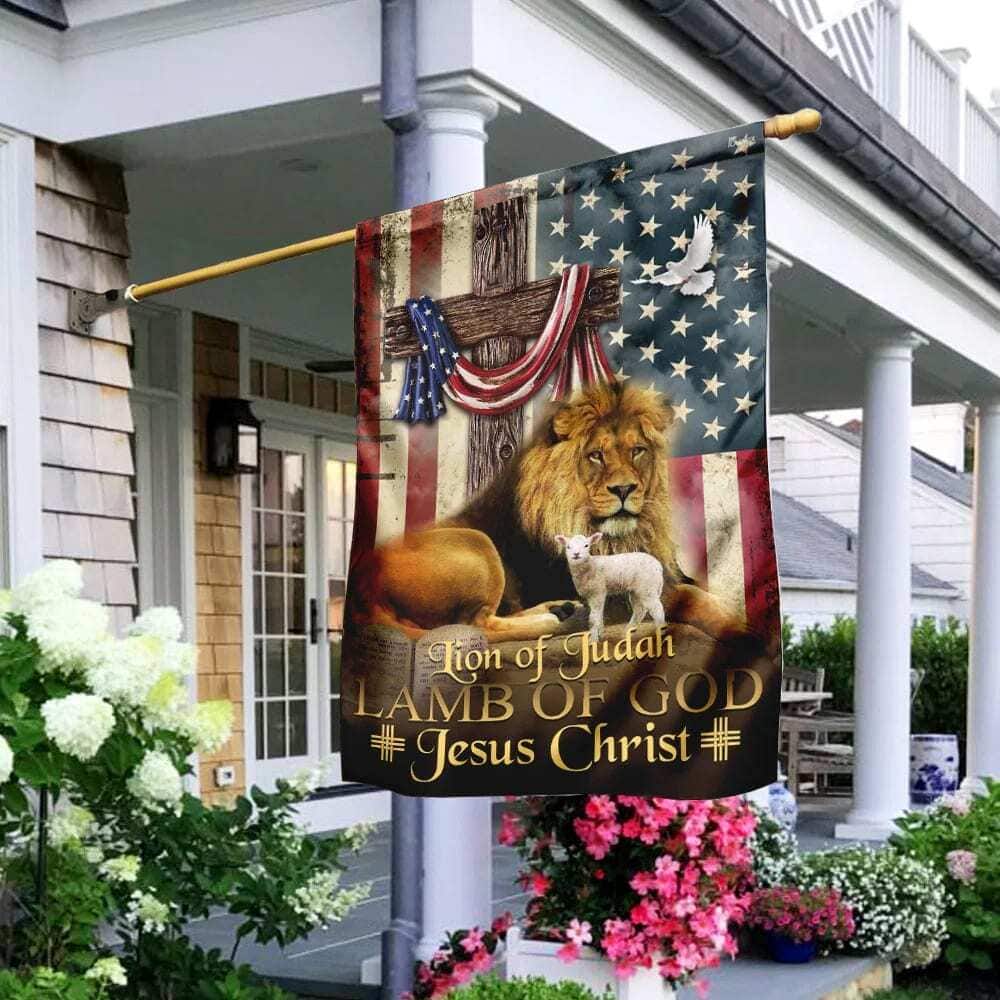 Jesus Christ Religious Christian US Flag Garden Flag