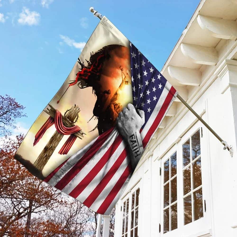 God Jesus Christian Cross Faith American Religious Christian Garden Flag