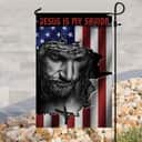 Jesus And American Religious Jesus Is My Savior Religious Christian Garden Flag